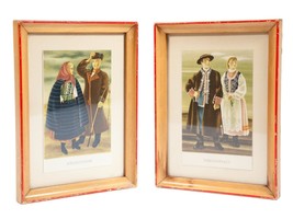 Pair Vintage Framed Prints - Two Couples - Two Different Man-Women - £18.68 GBP