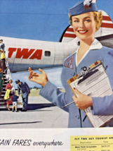 1954 TWA Airlines Sky Tourist Bargain Fares Everywhere New York to Londo... - $202.16 MXN
