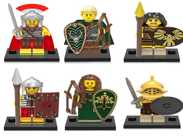 6pcs Medieval Roman Soldiers Collection DIY Minifigures Bricks Toy Gift - £10.18 GBP