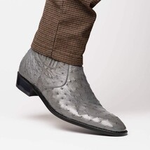 GIORGIO Genuine Ostrich Chelsea Boot Serpentine Gray image 7