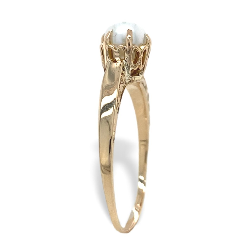 10k Yellow Gold Victorian 5.5mm Pearl Ring Size 6.75 Jewelry (#J7469) Item image 3