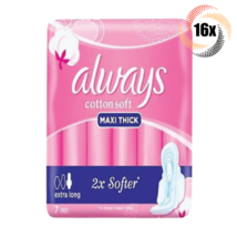 16x Packs Always Cotton Soft Maxi Thick Extra Long Wings Pads | 7 Pads P... - £45.92 GBP