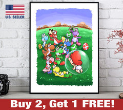 Yoshi&#39;s Island Poster 18&quot; x 24&quot; Print SNES Super Nintendo Baby Mario Wall Art - £10.53 GBP