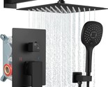 The Aolemi Matte Black Shower System Features A Wall-Mounted, In Valve A... - £142.29 GBP
