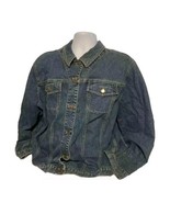 Vintage DKNY Denim Jacket Coat Womens 22W 80&#39;s Bird Pheasant Embroidery ... - $62.70