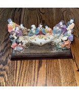 Vintage 9” Long The Last Supper Art Statue On Wood Base Jesus Figurine - $19.80