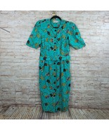 Vintage 1960s Adrianna Papell 100% Silk Belted Midi Dress Size 6 Green B... - $53.28