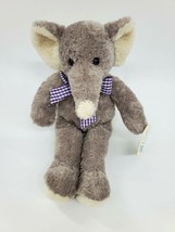 13&quot; Princess Toys Ernie Gray Elephant Gingham Bow Plush Stuffed Toy Vint... - $18.99