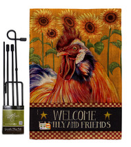 Country Rooster Burlap - Impressions Decorative Metal Garden Pole Flag Set GS110 - £27.07 GBP