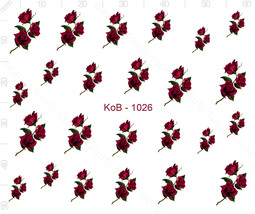 Nail Art Water Transfer Stickers Decal Pretty Red Roses Flowers KoB-1026 - £2.39 GBP
