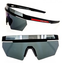 Prada 01Y Linea Rossa Impavid Sunglasses Black Blue Shield Wrap Unisex PS01YS - £315.25 GBP