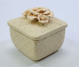 C) Ceramic Trinket Jewelry Floral Flower Box with Lid 3" x 3" - $5.93
