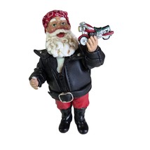 Biker Santa Claus Figurine with Motorcycle – Christmas Decor, 6&quot; Tall - $187.28 MXN