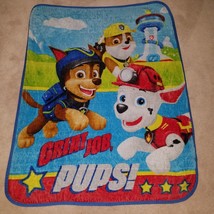 Nickelodeon Paw Patrol Fleece Blanket Throw Great Job Pups Chase Marshall AS IS - $14.80