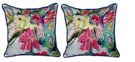 Pair of Betsy Drake Multi Florals Large Pillows 18 Inch x 18 Inch - £71.21 GBP