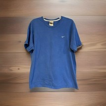 Vintage Nike Embroidered Swoosh Logo Blue Short Sleeve T-Shirt Large Grey Tag - £13.83 GBP