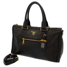 Prada Leather 2Way Shoulder Bag Black Outlet - £1,278.52 GBP