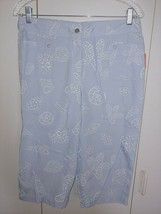 Sun Bay Ladies 100% Cotton Blue Cropped PANTS-PS-NWT-$38-THIN/COMFY-SEA Shells - £11.98 GBP