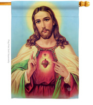 Sacred Heart Jesus - Impressions Decorative House Flag H192617-BO - £28.95 GBP