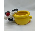Warner Brothers Sylvester And Tweety Bird Ceramic Planter Candy Bowl - $17.81