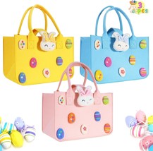 3 PCS Easter Bags with Handles Large Easter Baskets Empty Easter Egg Hunt Bags M - $51.80