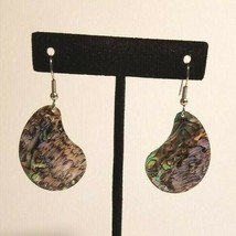 Abalone Shell Earrings ~ Paisley Shaped Abalone Dangles On Fish Hook Ear Wires - £10.38 GBP