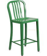 Mid-Century Green &#39;Navy&#39; Style Counter Stool Cafe Patio Chair Outdoor Co... - $2,941.74 MXN