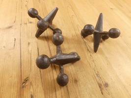 3 Cast Iron Jacks Jax Paper Weight Book End Door Stop Rustic *PAINT SCRAPS* - $32.99