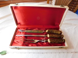 Anton Wingen Jr Solingen Stag Handled Carving Knife Set German Rostfrei ... - £155.69 GBP