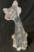 Vintage Fenton Clear Iridescent Art Glass Winking Alley Cat Figurine 11.25&quot; Tall - £146.14 GBP