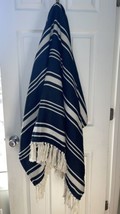 Textural Woven Striped Throw Blanket Navy/Ivory - Threshold - £21.22 GBP