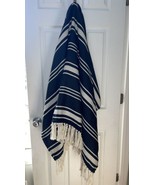 Textural Woven Striped Throw Blanket Navy/Ivory - Threshold - £20.67 GBP