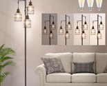 69In Dimmable Floor Lamp For Living Room, Industrial 3-Light Tree Floor ... - $93.99