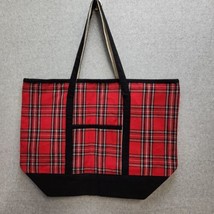 Tartan Plaid Christmas Tote with Pocket Sturdy Double Handles - £18.72 GBP