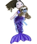 The Petting Zoo Mermaid Plush Stuffed Animal Doll Brown Hair W/ Sloth 18... - $360.97 MXN
