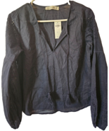 Abercrombie &amp; Fitch Womens Blouse Shirt Tunic Size S  Dark Blue L/S  100... - $33.87 CAD