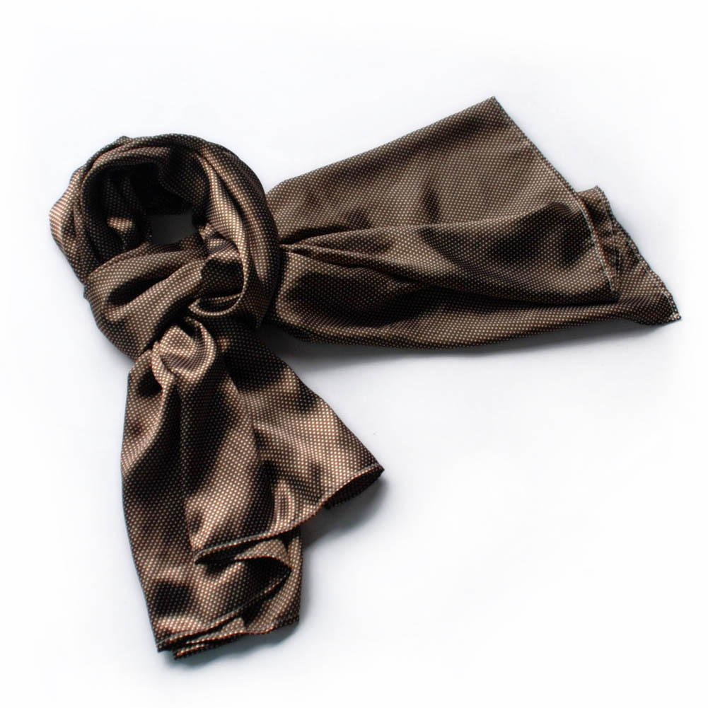 Brown Small Cute Dot Design Campus Style Silk Scarf(Small)