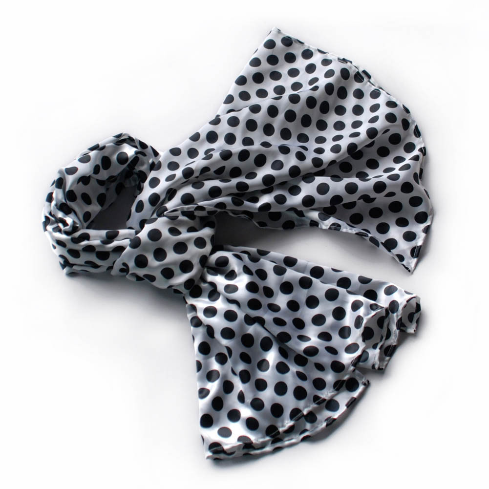 Lovely Black Spots & White Base Super Soft Silk Scarf(Large)