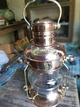 Brass &amp; Copper Anchor Oil Lamp Nautical Maritime Ship Lantern Boat Hanging  - £64.17 GBP