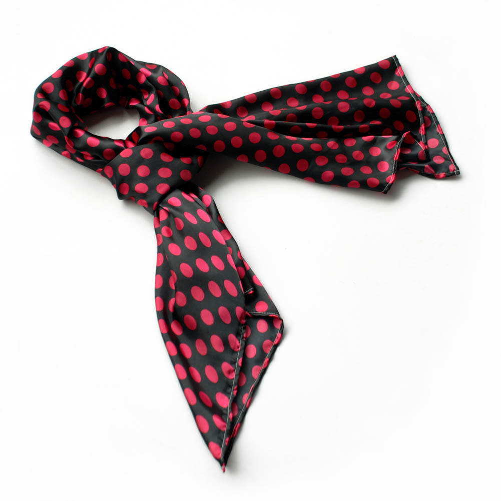 Red Spots & Black Base Lovely Super Soft Silk Scarf(Small)