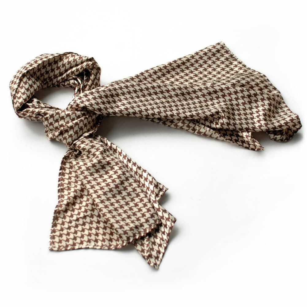 Nobel Brown Plover Design Super Soft Silk Scarf(Small)