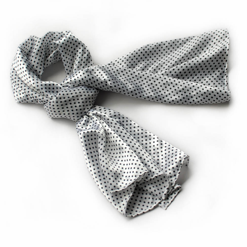 White Background Small Cute Black Dot Design Silk Scarf(Large)