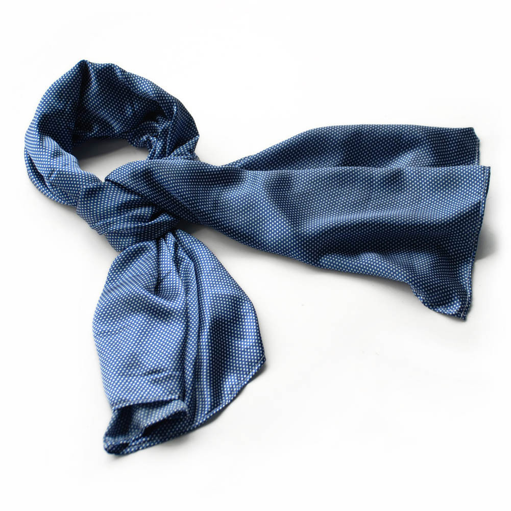 Dark Blue Small Cute Dot Design Campus Style Silk Scarf(Small)