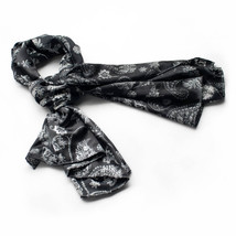 Black Flower and Paisley Decent Soft Natural Silk Scarf(Small) - $14.99
