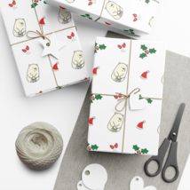 Christmas Polar Bear with Holly Gift Wrap Paper, Eco Friendly - £9.50 GBP