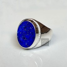 Natural Afghani Lapis Lazuli Unisex Handmade Solid 925 Silver Ring Gift for Him - £53.21 GBP