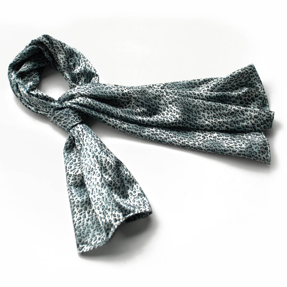 Light Blue Leopard Stylish Delicately Soft Silky Scarf(Small)