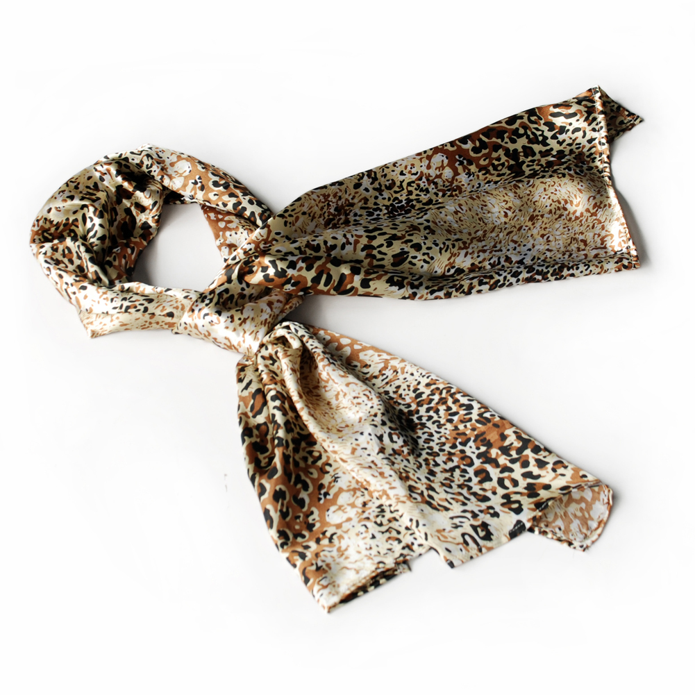 Gold Flowing Leopard Design Elegant Scarf(Large)