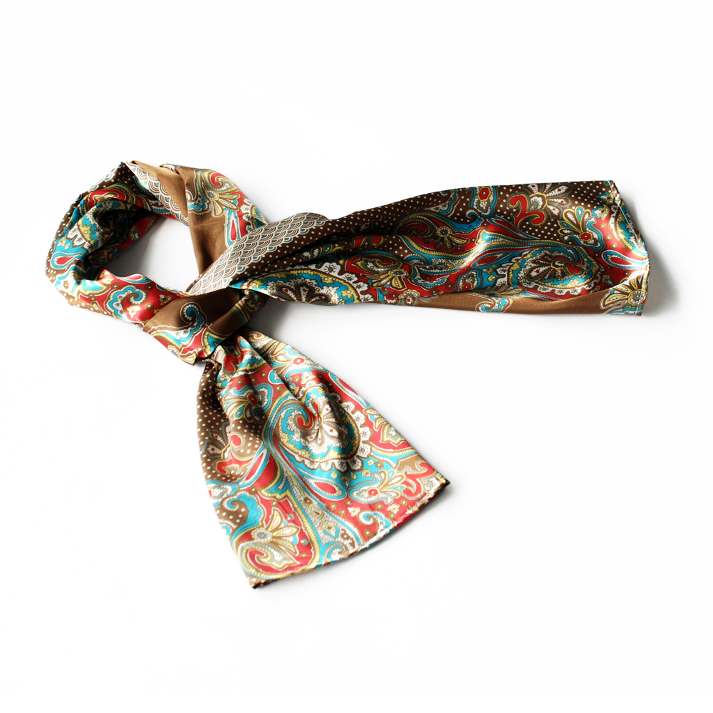 Coffee Paisley & Multi-Pattern Fashion Soft Scarf(Small)