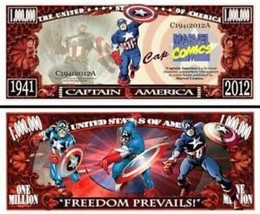 Avengers Captain America Comic 5 Pack Collectible Novelty 1 Million Dollar Bills - £4.73 GBP
